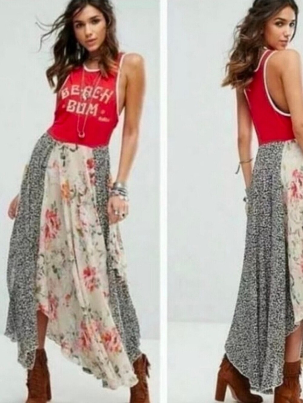 Free People Beach Bum Red Sleeveless Maxi Dress